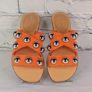 MARC FISHER 'BRYTE' DOMÈ STUD CRISS~CROSS FLAT SLIP-ON SLIDE SANDAL TERACOTÀ
